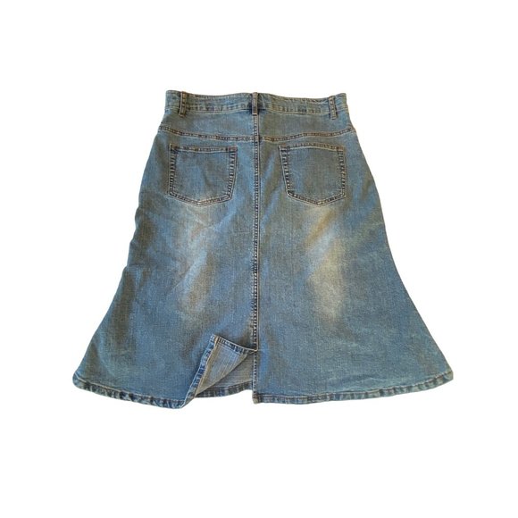 Mango Vintage Bead Applique Jean Skirt 33x25 5 pockets Cotton Stretch Medium - Picture 10 of 17